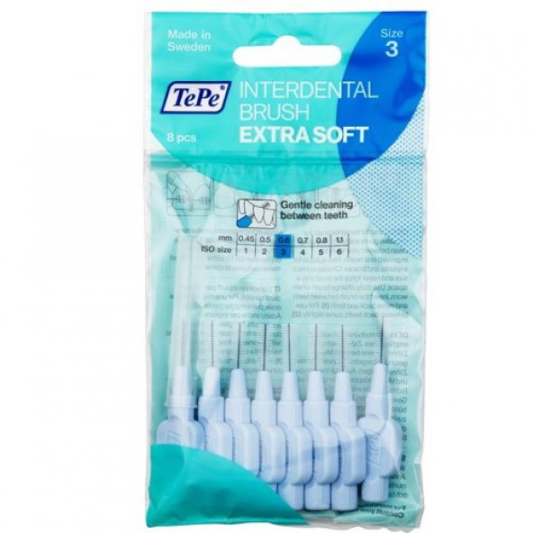Tepe Ekstra Soft Yumuşak Arayüz Fırçası 0.6 Mavi 8 li ürün görseli 1
