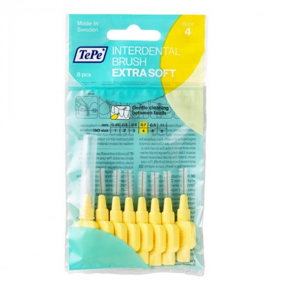 Tepe Ekstra Soft Yumuşak Arayüz Fırçası 0.7 mm Sarı 8 li ürün görseli 1