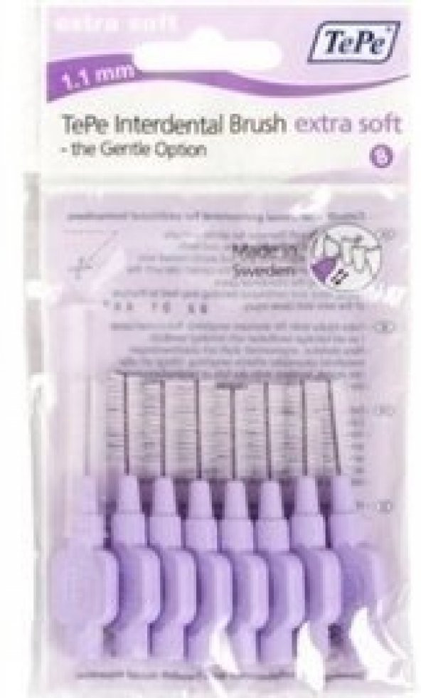 Tepe Ekstra Soft Yumuşak Arayüz Fırçası 1.1 mm Mor 8 li ürün görseli 1