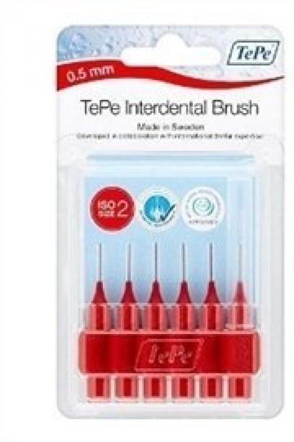 Tepe Interdantal Brush Diş Arası Fırçası 0.5 mm Kırmızı Blister 6 lı ürün görseli 1