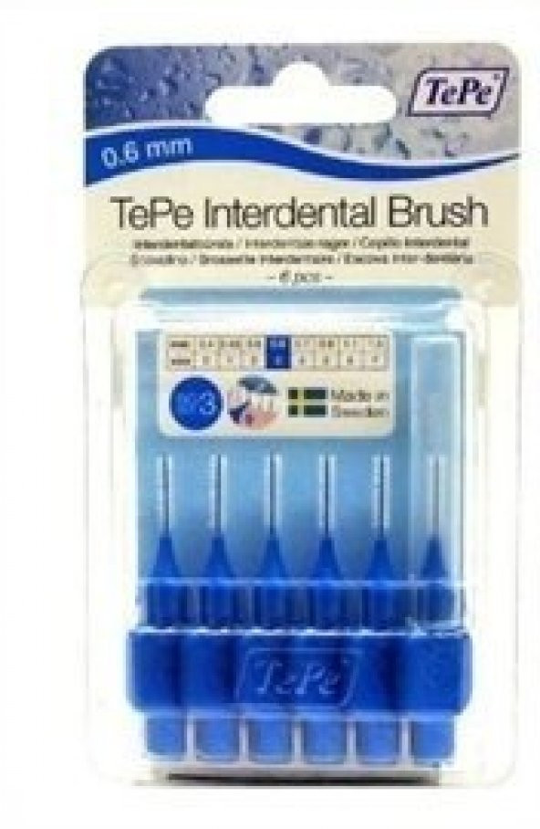 Tepe Interdantal Brush Diş Arası Fırçası 0.6 mm Mavi Blister 6 lı ürün görseli 1