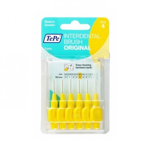 Tepe Interdantal Brush Diş Arası Fırçası 0.7 mm Sarı Blister 6 lı ürün görseli 1