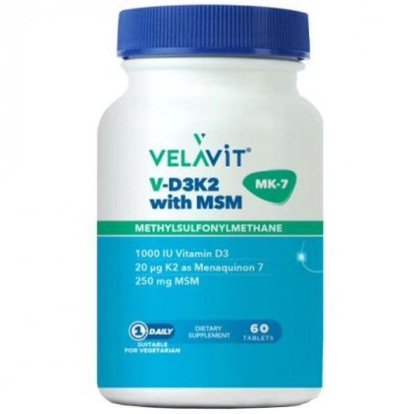 Velavit V-D3K2 with MSM 60 Tablet ürün görseli 1