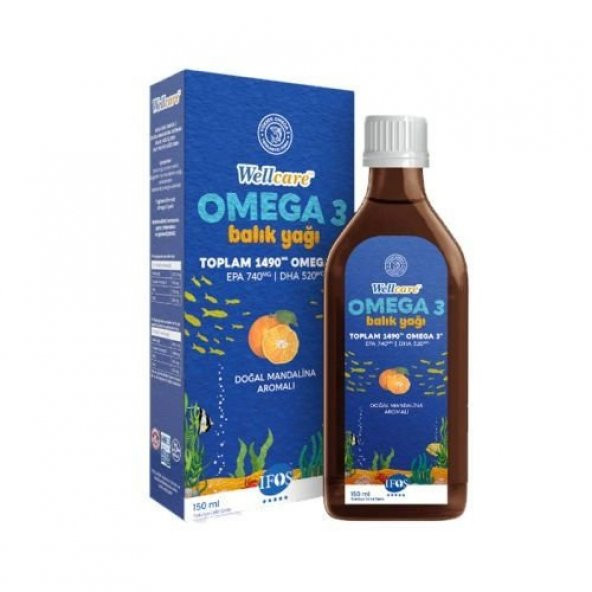 Wellcare Omega 3 Doğal Mandalina Aromalı Balık Yağı 150 ml ürün görseli 1