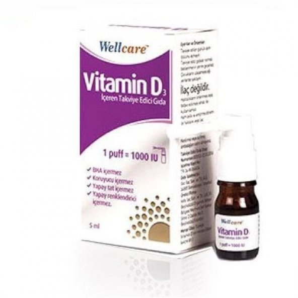 Wellcare Vitamin D3 1000 IU 5 ml Spray ürün görseli 1