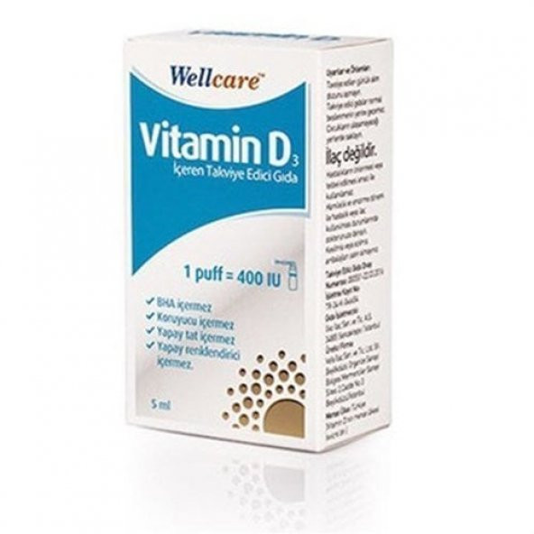 Wellcare Vitamin D3 400 IU 5 ml Sprey ürün görseli 1