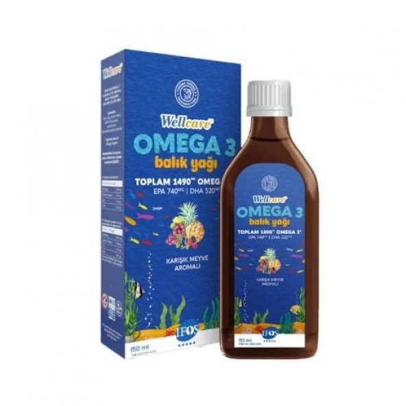 Wellcare Omega 3 Karışık Meyve Aromalı Balık Yağı 150 ml ürün görseli 1