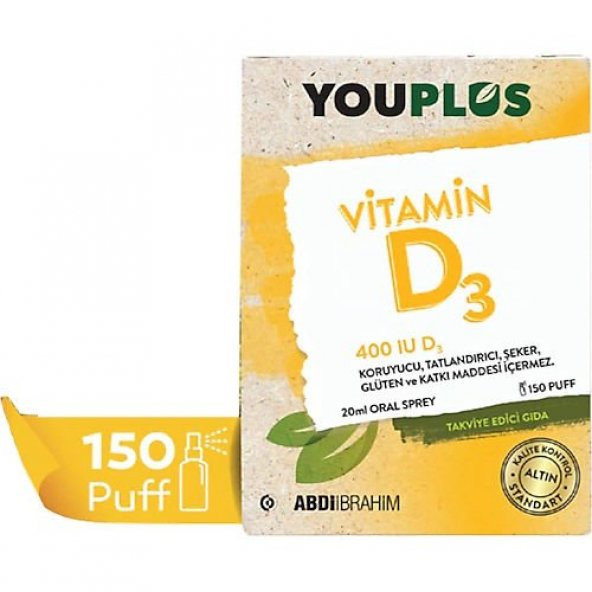 Youplus Vitamin D3 400 IU Oral Sprey 20 ml ürün görseli 1