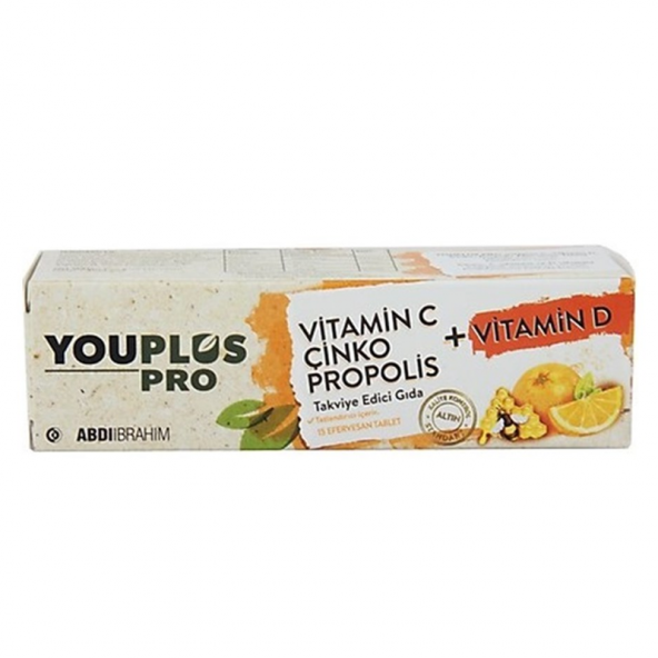 Youplus Pro Vitamin C Çinko Propolis + Vitamin D 15 Efervesan Tablet ürün görseli 1