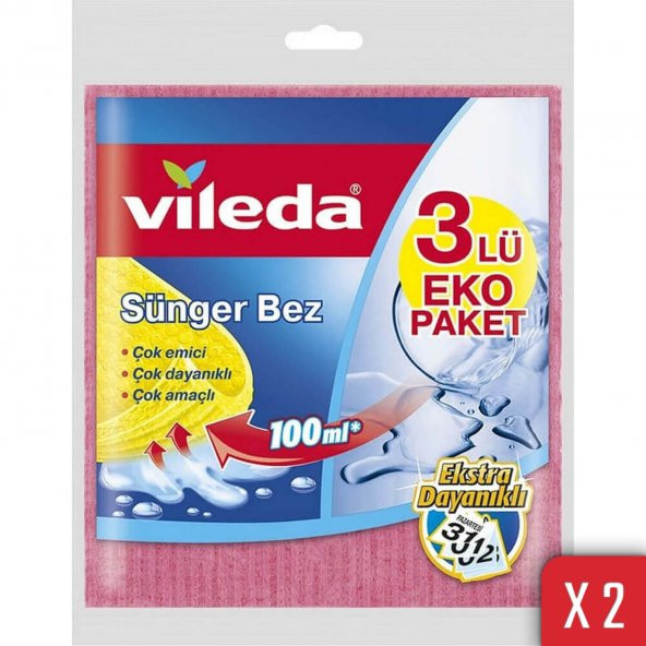 Vileda Ekstra Dayanıklı 3lü Sünger Bez 2li Paket ürün görseli 1
