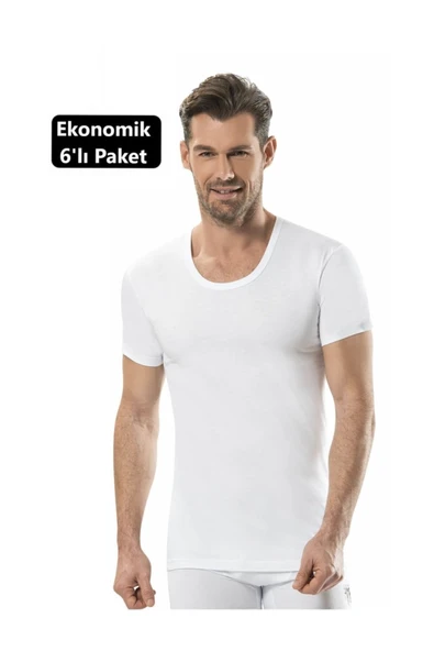 Erkek Fanila Eko Paket Beyaz Jiber 103 6 Adet ürün görseli 1