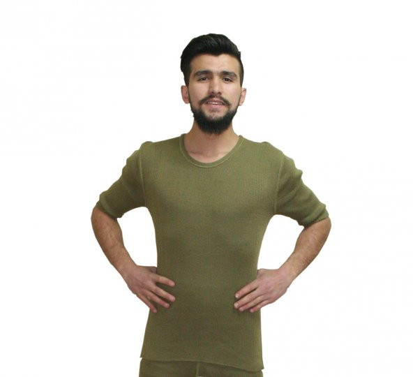 Asker Yeşil Örgü Kısa Kol ürün görseli 1