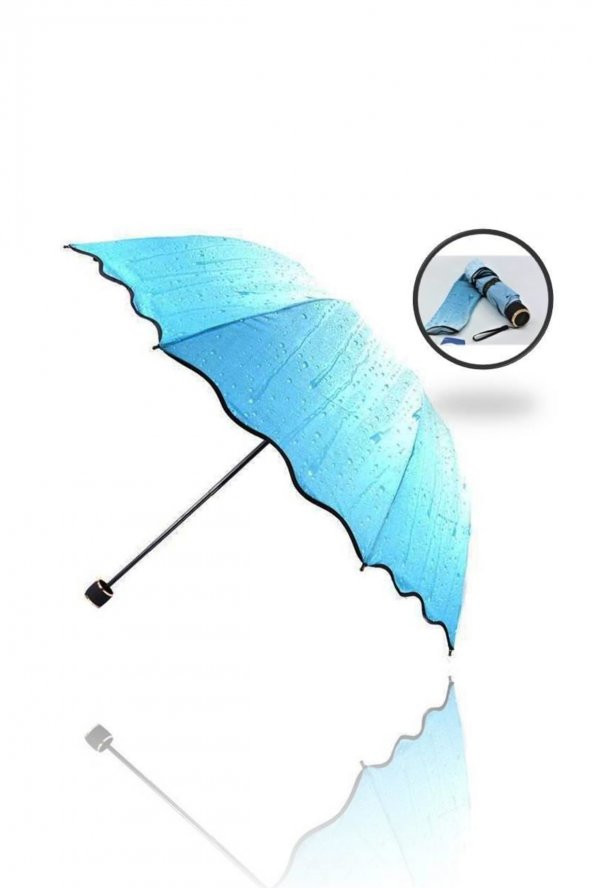 Kadın Yağmur Desenli Şemsiye Kapalı Boyut 24 cm M410-8 ürün görseli 1