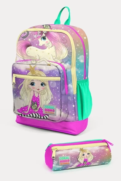 Coral High Kids Pembe Su Yeşili Unicornlu Kız Desenli 2'li Okul Çanta Seti - Kız Çocuk ürün görseli 1