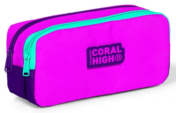Coral High İki Gözlü Kız Çocuk Mor Eflatun Okul Kalem Çantası ürün görseli 1