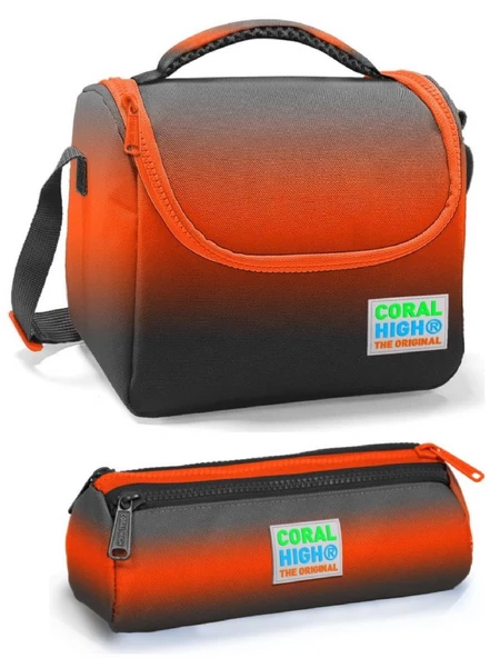 Coral High Siyah Turuncu Erkek Çocuk Beslenme Çantası Seti ürün görseli 1