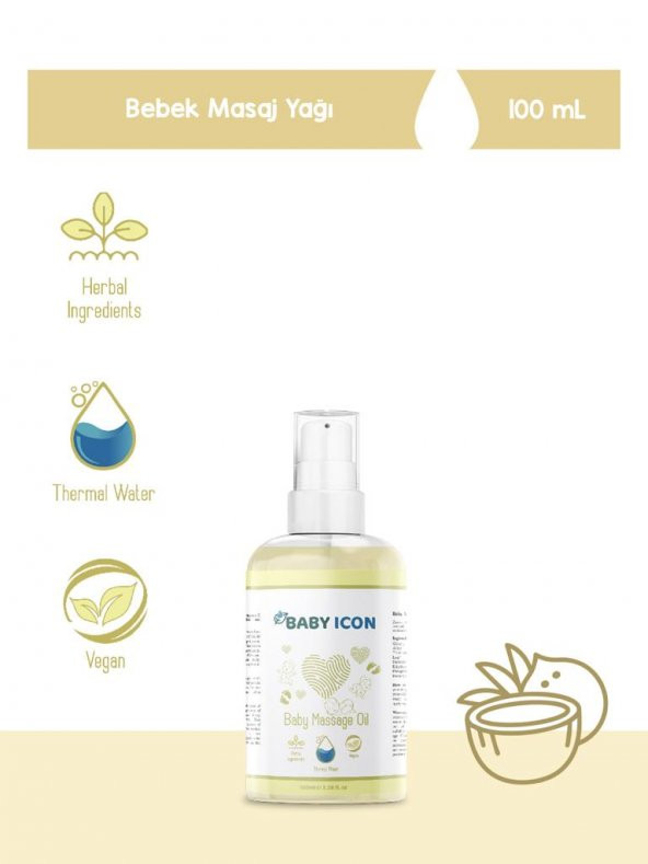 Baby icon Yeni doğan Bebek Bakım Masaj Yağı Bebe Yağı Baby Oil 100ml ürün görseli 1