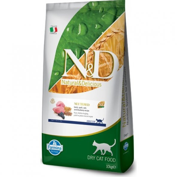 N&D Neutered Kuzu Kılçıksız Buğday Yulaf ve Yaban Mersini Kedi Maması 10 Kg ürün görseli 1