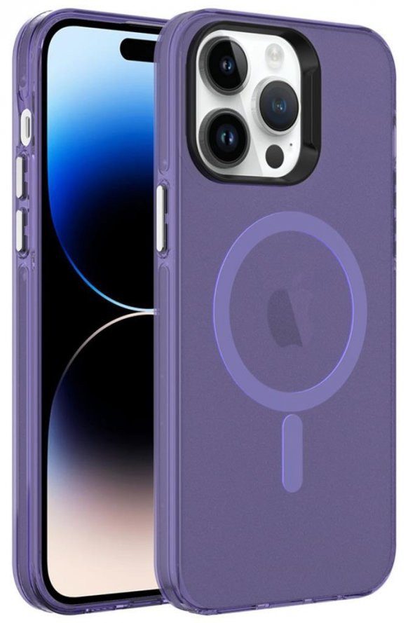Apple iPhone 14 Pro Max Kılıf Magsafe Şarj Özellikli Buzlu Transparan C-Pro Sert Kapak ürün görseli 1