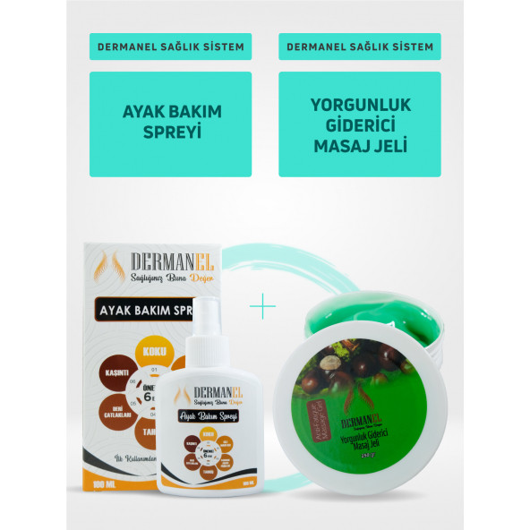 Dermanel Ayak Bakım Spreyi+Dermanel Yorgunluk Giderici Masaj Jeli ürün görseli 1