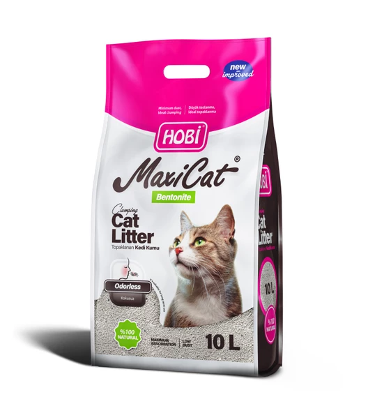 Hobi Maxicat Kokusuz Bentonit Kedi Kumu 10 Litre ürün görseli 1