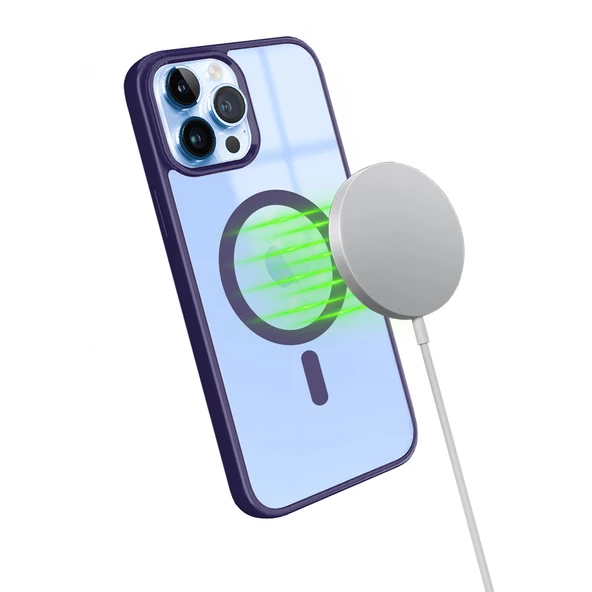 iPhone 13 Pro Max Magsafe Özellikli Renkli Clear Case Kapak - Resim 5