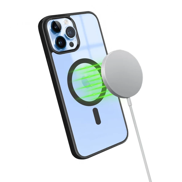 iPhone 13 Pro Max Magsafe Özellikli Renkli Clear Case Kapak - Resim 9
