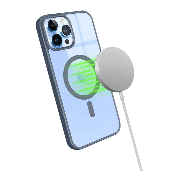 iPhone 13 Pro Max Magsafe Özellikli Renkli Clear Case Kapak - Resim 3