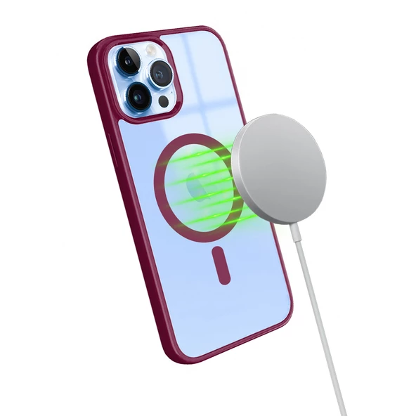 iPhone 13 Pro Max Magsafe Özellikli Renkli Clear Case Kapak - Resim 7