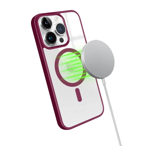iPhone 14 Pro Magsafe Özellikli Renkli Clear Case Kapak - Resim 5