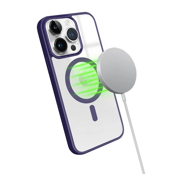 iPhone 14 Pro Magsafe Özellikli Renkli Clear Case Kapak - Resim 3