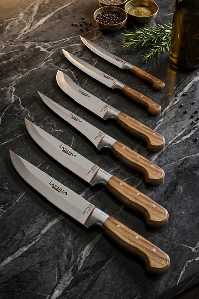 Lazbisa Hand Craft Mutfak Bıçak Seti Et Ekmek Sebze Bıçağı 6 Lı Set Günlük Kullanım ( Mtf-038 ) ürün görseli 1