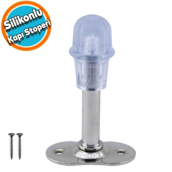 Kapı Stoperi Tamponu Krom 8 cm Metal Kapı Durdurucu Tutucu Kapı Stopu Silikonlu ürün görseli 1