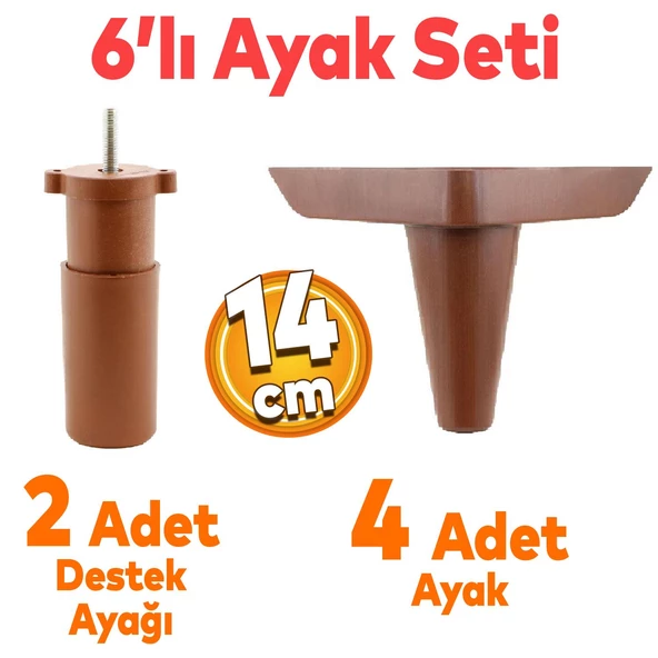 Aspen 6'lı Set Mobilya Tv Ünitesi Çekyat Koltuk Kanepe Baza Destek Ayağı Ayakları 14 Cm Ahşap Desen ürün görseli 1