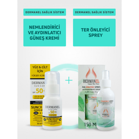 Dermanel Nemlendirici Ve Aydınlatıcı Güneş Kremi+Dermanel Ter Önleyici Sprey ürün görseli 1