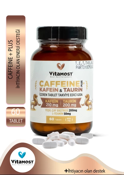 Caffeine Energy Taurin L-teanin Yeşil Çay Ekstresi (KAFEİN) Güç Ve Performans 60 Tablet ürün görseli 1