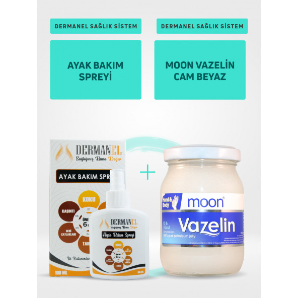 Dermanel Ayak Bakım Spreyi+Moon Vazelin Cam Beyaz ürün görseli 1
