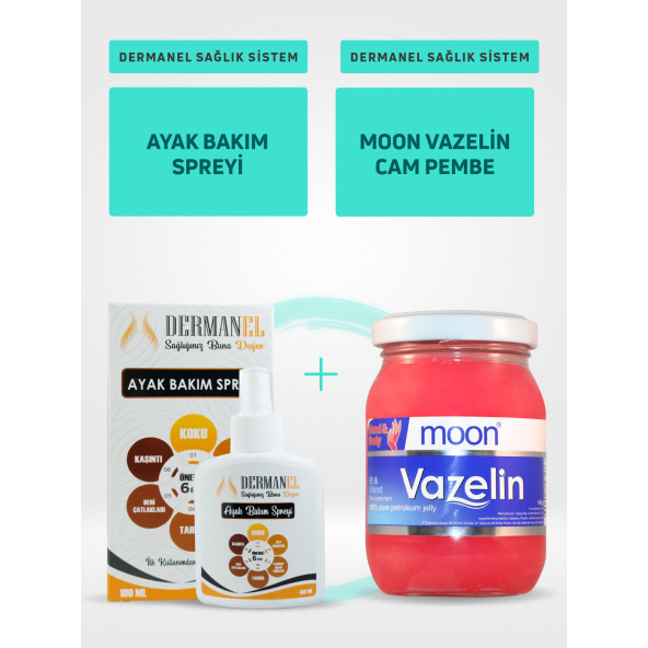 Dermanel Ayak Bakım Spreyi+Moon Vazelin Cam Pembe ürün görseli 1