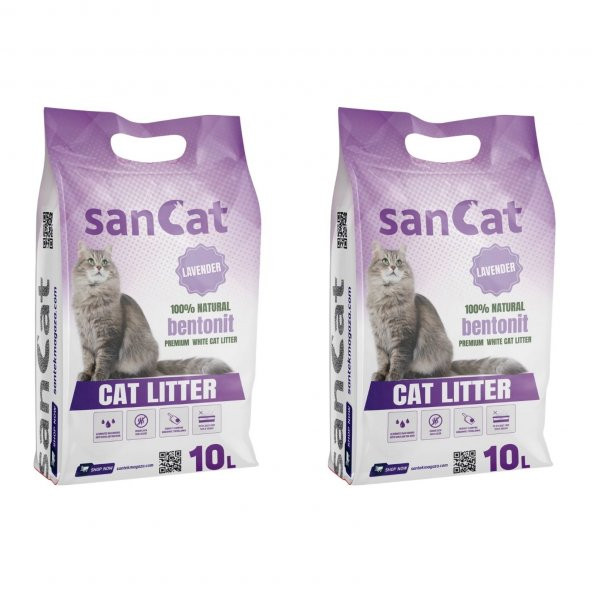 SANCAT Lavanta Kokulu Premium Beyaz Kedi Kumu 10 Lt. X 2 Adet ürün görseli 1