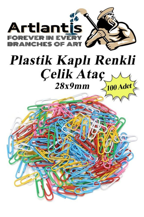Ataç Renkli Metal Plastik Kaplama 100 Adet Orta Boy 1 Paket Ataş Okul Ofis Belge Düzenleme Paslanmaz Kaplamalı ürün görseli 1