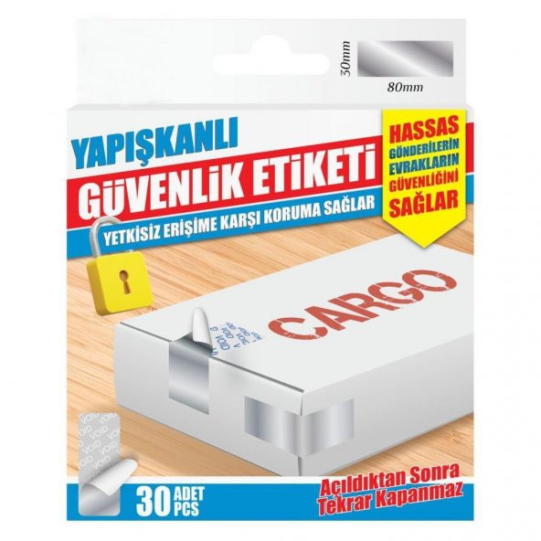 Yapışkanlı Güvenlik Etiketi Hassas Gönderilerin Evrakların Güvenkliğini Sağlar 30Ad 80x30mm ürün görseli 1