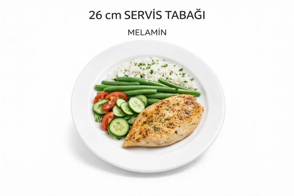 Melamin Servis Tabağı 26 cm Beyaz - Ekonomik Seri Yemek Tabağı 1 Adet ürün görseli 1