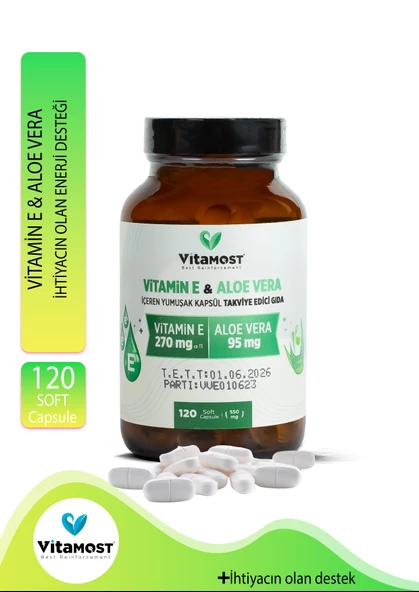 Vitamin E & Alo Vera 120 Soft Jel Kapsül 550 Mg ürün görseli 1