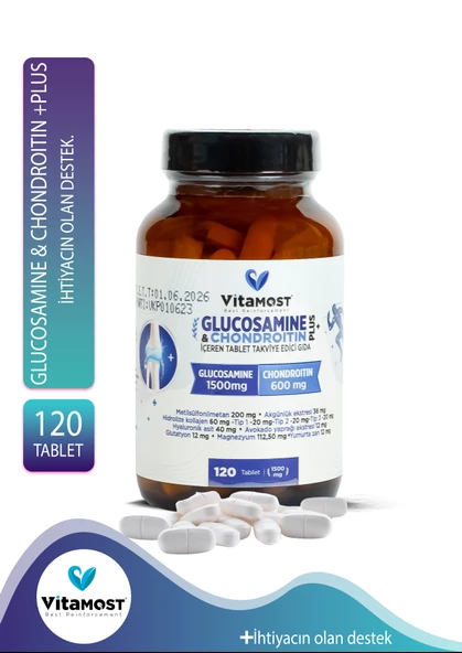 GLUCOSAMINE & CHONDROITIN PLUS 120 TABLET 1500 MG ürün görseli 1