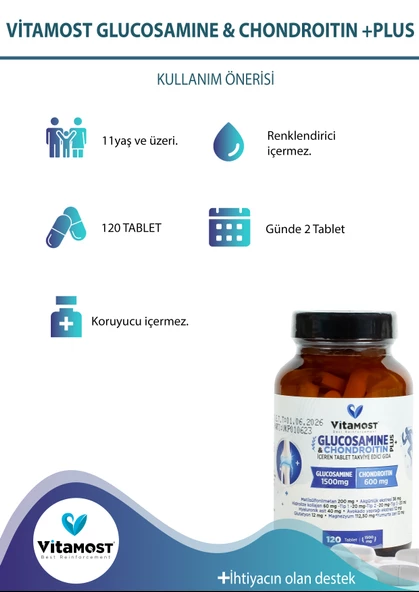 GLUCOSAMINE & CHONDROITIN PLUS 120 TABLET 1500 MG - Resim 4