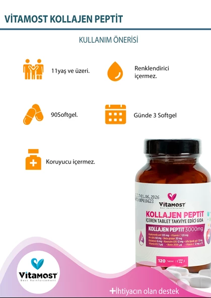 Vitamost Kollajen Peptit 120 TABLET - Resim 4