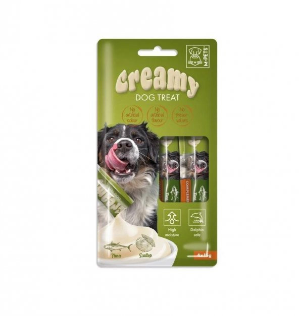 M-Pets Köpek Ödülü Creamy Ton Balıklı Deniz Taraklı 4 x 15 Gr ürün görseli 1