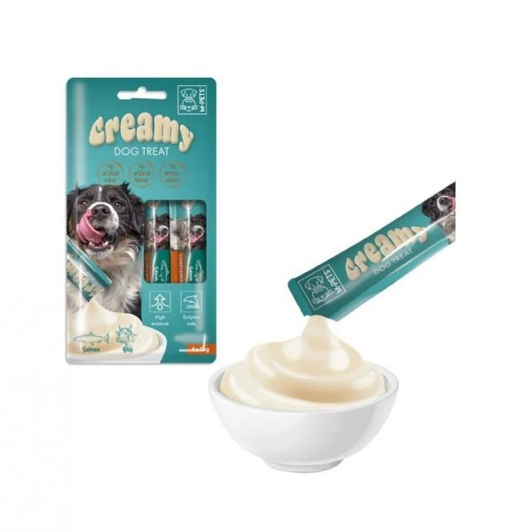 M-Pets Köpek Ödülü Creamy Somon Balıklı Biftekli 4 x 15 Gr ürün görseli 1