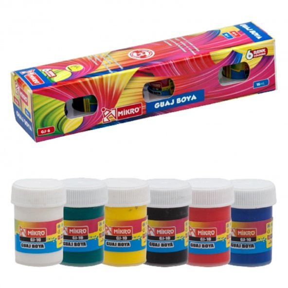 Mikro Guaj Boya Şişe 6 Renk x 15 ML Guaj Boya ürün görseli 1