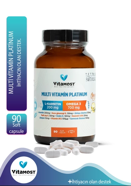 MULTİ VİTAMİN PLATİNUM 90 SOFT JEL KAPSÜL 1400 MG ürün görseli 1